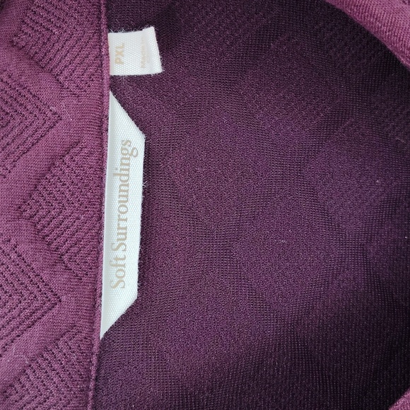 Soft Surroundings Zip Pullover Size PXL Gold Hardware Textured 3 Quarter Sleeve - Picture 5 of 9